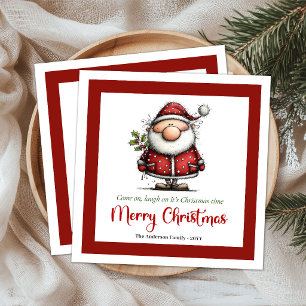 Playful Whimsical Santa Humour Christmas Paper Napkin