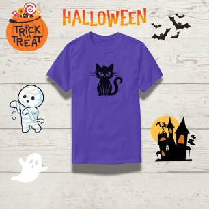 Playful White-Eyed Black Cat Halloween Top