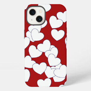 Playful White Hearts On Red Beautiful iPhone Cover