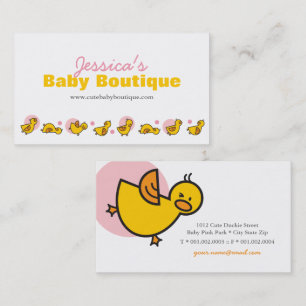 Playful Yellow Baby Duckies Ducklings & Pink Dots Business Card