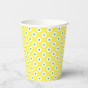 Playful Yellow Cup with Green and White Polka-Dots