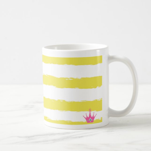 Playful yellow striped mug with a pink crown  (Right)