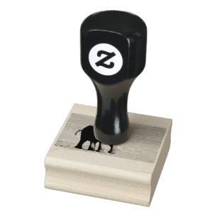 Playful young elephant rubber stamp