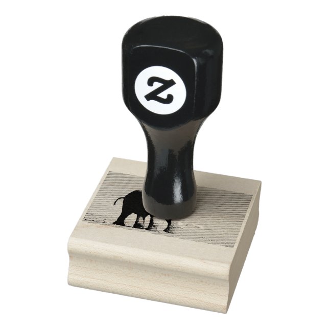 Playful young elephant rubber stamp (Stamp)