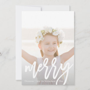 Playfully Elegant Merry Script with Leopard Print Holiday Card