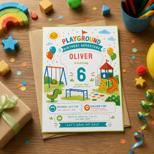 Playground Adventure 6th Birthday Park Party Invitation