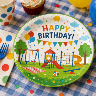 Playground Adventure 6th Birthday Park Party Paper Plate