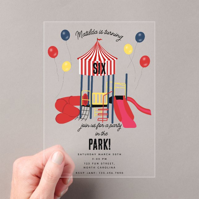 Playground Birthday Party in the Park Kids Acrylic Invitations (Insitu (Handheld))
