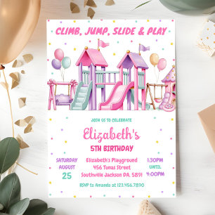 Playground, Bounce Jump, Trampoline Birthday  Invitation