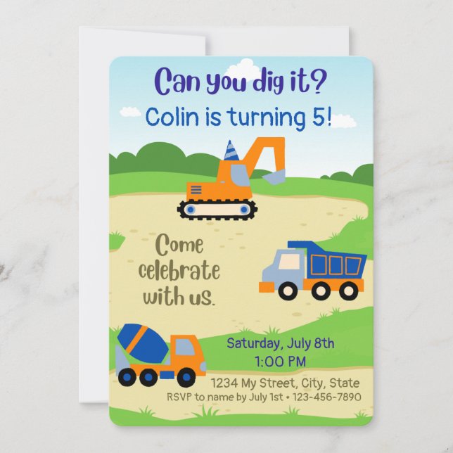 Playground Construction Birthday Invite (Front)