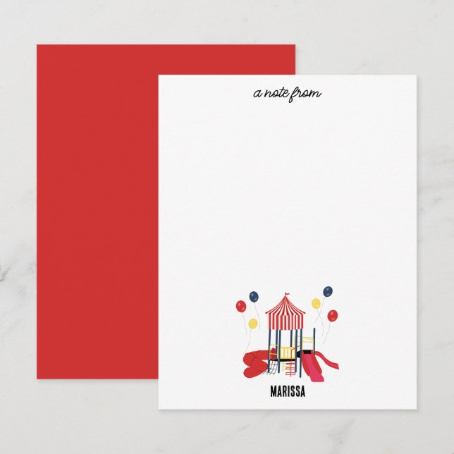 Playground Kids Boys Girls Birthday Custom Name Card (Front/Back)