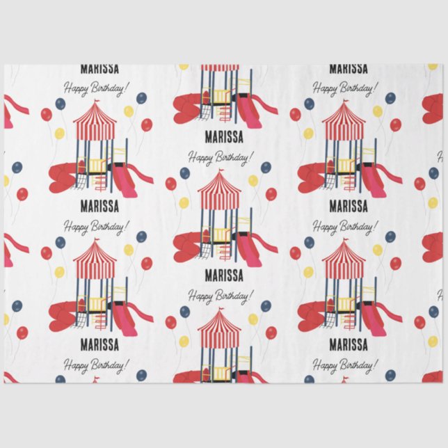 Playground Kids Boys Girls Birthday Custom Name Tissue Paper (Front)