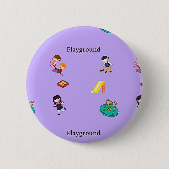 Playground pattern on purple 6 cm round badge (Front)
