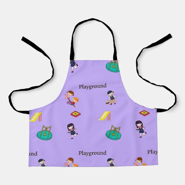 Playground pattern on purple apron (Front)
