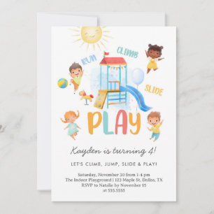 Playground Run Climb Slide Kids Birthday Invitation