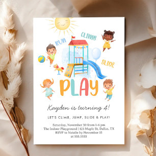 Playground Run Climb Slide Kids Birthday Invitation