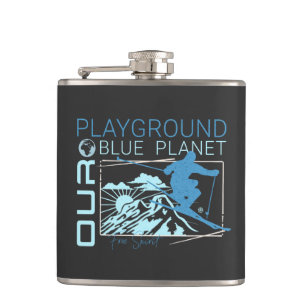 Playground Ski Snow Planet Earth Playground Vibes Hip Flask