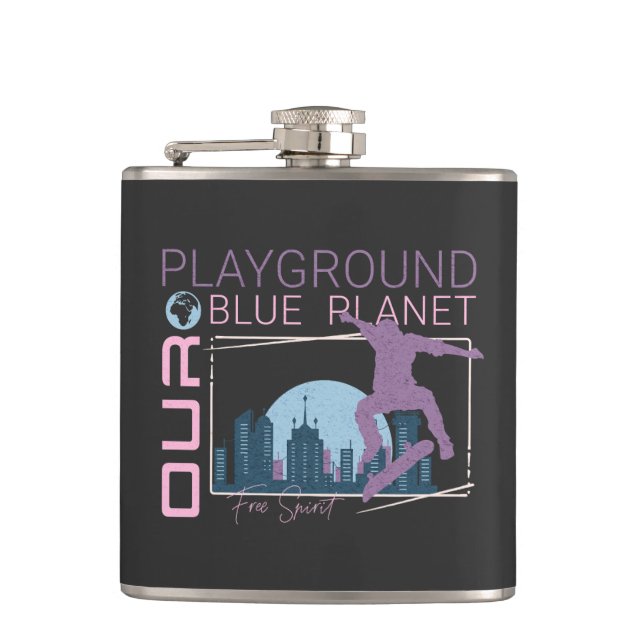 Playground Surf Waves Planet Earth Playground Vibe Hip Flask (Front)