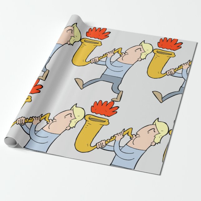 Playing A Saxaphone Musician Wrapping Paper (Unrolled)