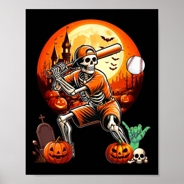 Playing Baseball Halloween Player Trainer Fan Love Poster (Front)