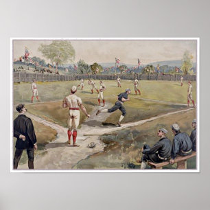 Playing Baseball Louis Prang Antique Print 1887
