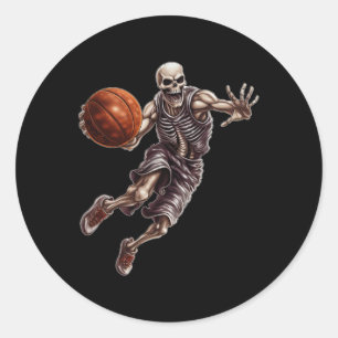 Playing Basketball Cool Funny Halloween 1 Classic Round Sticker
