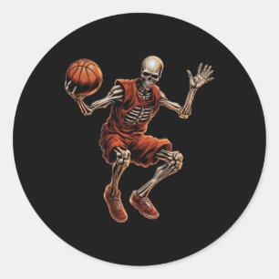 Playing Basketball Cool Funny Halloween Classic Round Sticker