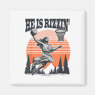 Playing Basketball Easter He Is Rizzin Funny Magnet