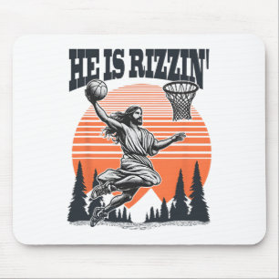 Playing Basketball Easter He Is Rizzin Funny  Mouse Pad