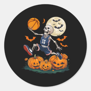 Playing Basketball Halloween Men Boys Basketball 1 Classic Round Sticker
