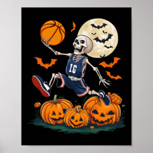 Playing Basketball Halloween Men Boys Basketball Poster