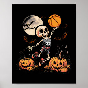Playing Basketball Halloween Men Boys Basketball  Poster