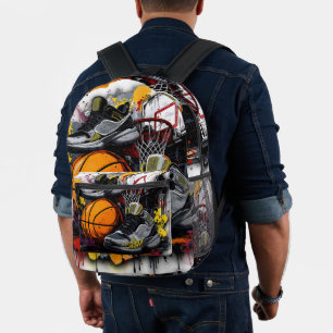 Playing Basketball in My Old Lucky Sneakers Printed Backpack
