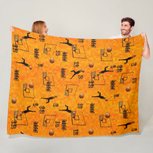 Playing Basketball Pattern, Fleece Blanket