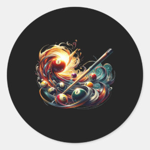 Playing Billiards Means Mastering The Cue At The B Classic Round Sticker