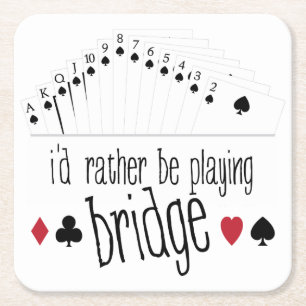 Playing Bridge Square Paper Coaster