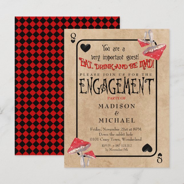 Playing Card Crazy Mushrooms Engagement Party (Front/Back)