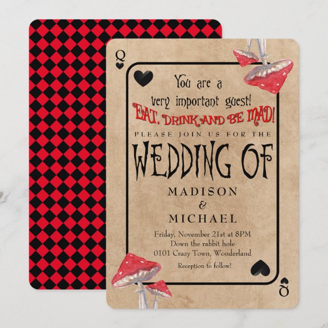 Playing Card Crazy Mushrooms Wedding (Front/Back)