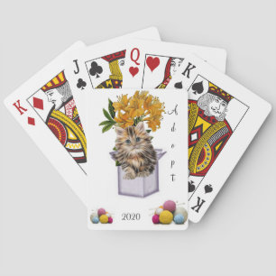 Playing Card Deck Adopt Kitten Yarn Floral
