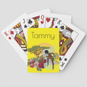 Playing Card Deck African Woman Floral Yellow