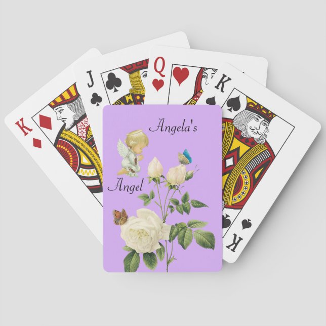 Playing Card Deck Angel Purple Floral (Back)