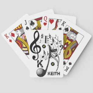 Playing Card Deck Black and White Music Notes