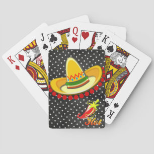 Playing Card Deck Black Polk a Dot Hot Peppers
