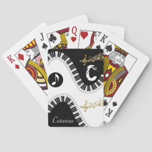 Playing Card Deck Black White Music Notes
