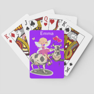 Playing Card Deck Cow Purple Pink Fairy Hearts