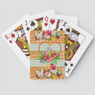 Playing Card Deck Floral Ladybug Stripe