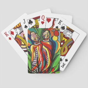 Playing Card Deck Parrots African Women