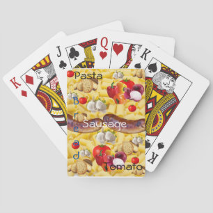 Playing Card Deck Pasta Onions Olive Oil Bread
