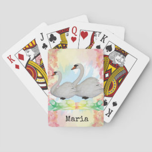 Playing Card Deck Pastel Swans Floral