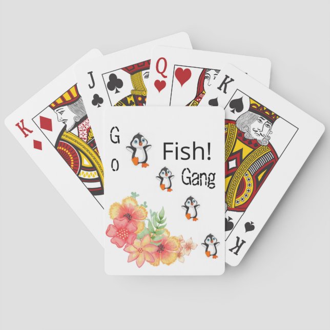 Playing Card Deck Penguin Go Fish Floral (Back)